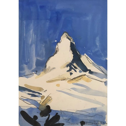 Matterhorn, white on blue, 2025